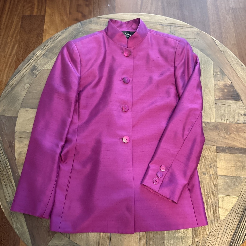 Dana Buchman Women's Silk Magenta 2-piece Pant Suit Vintage Size 4 - Picture 2 of 11